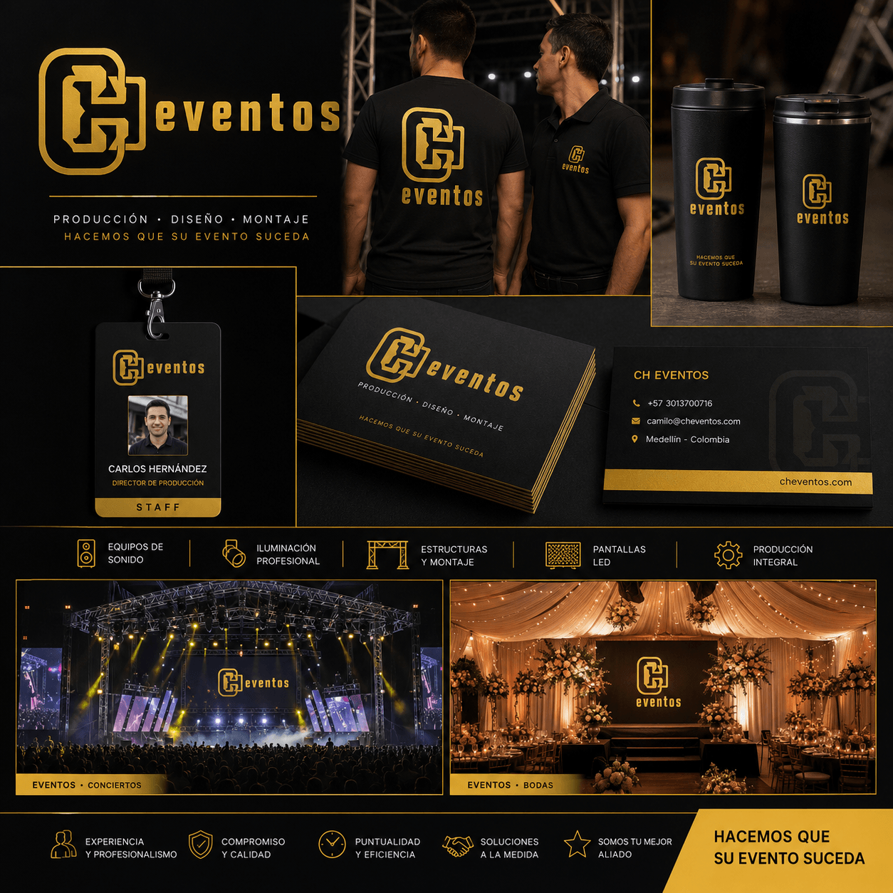 Aplicaciones de branding para CH Eventos