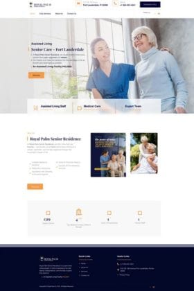 Sitio web de Royal Palm Senior Residence, residencia para adultos mayores en Fort Lauderdale, por ZOF Creativos