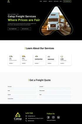 Sitio web corporativo de Calop Freight, empresa de logística internacional, diseñado por ZOF Creativos