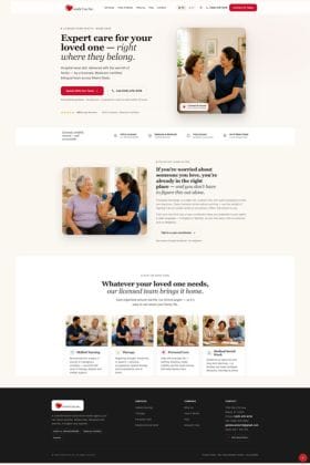 Sitio web de Gentle Care, servicios de salud en casa en Miami, diseño web médico por ZOF Creativos
