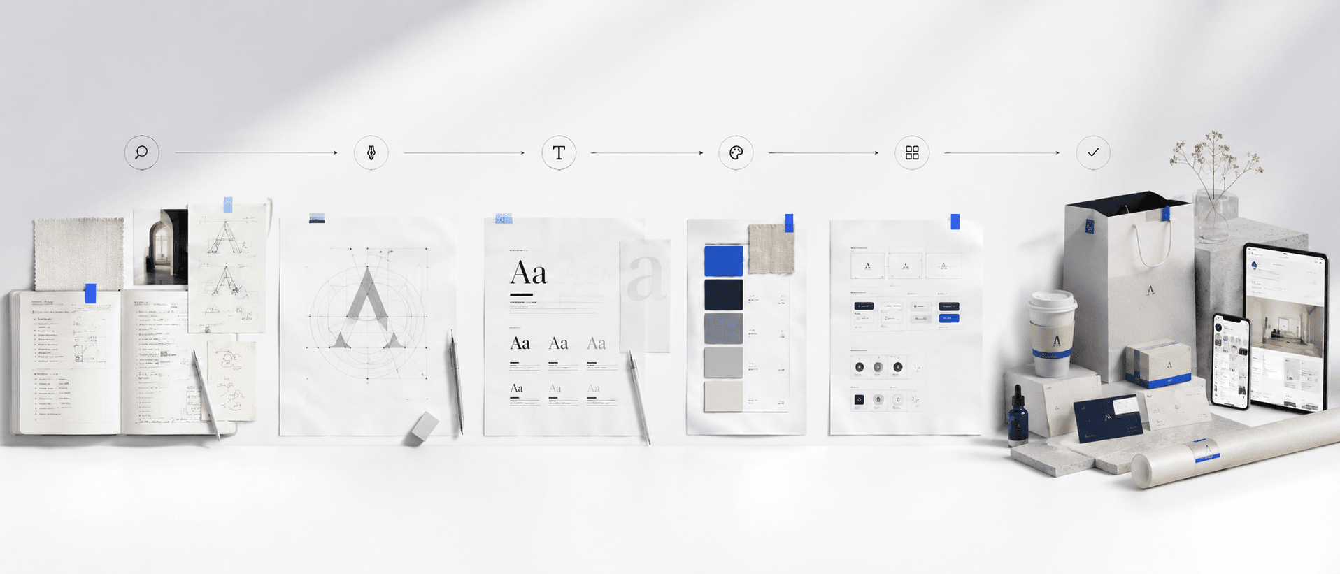 Recorrido del proceso de branding: del boceto al sistema visual aplicado